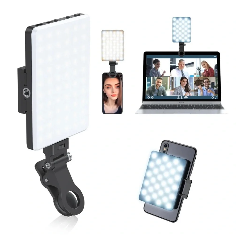 NWT Portable LED Selfie Light with Front & Back Phone Clip